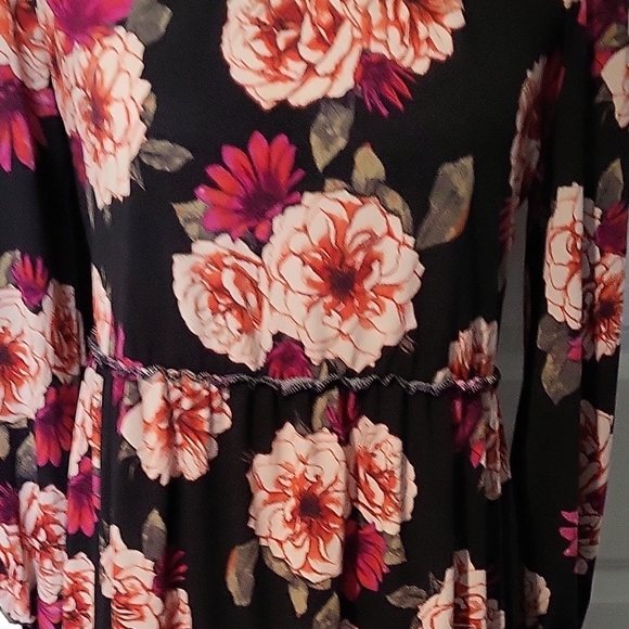 LuLaRoe Annabelle Ruffle Tiered Dress Black & Red Floral XS Women’s - Picture 6 of 7